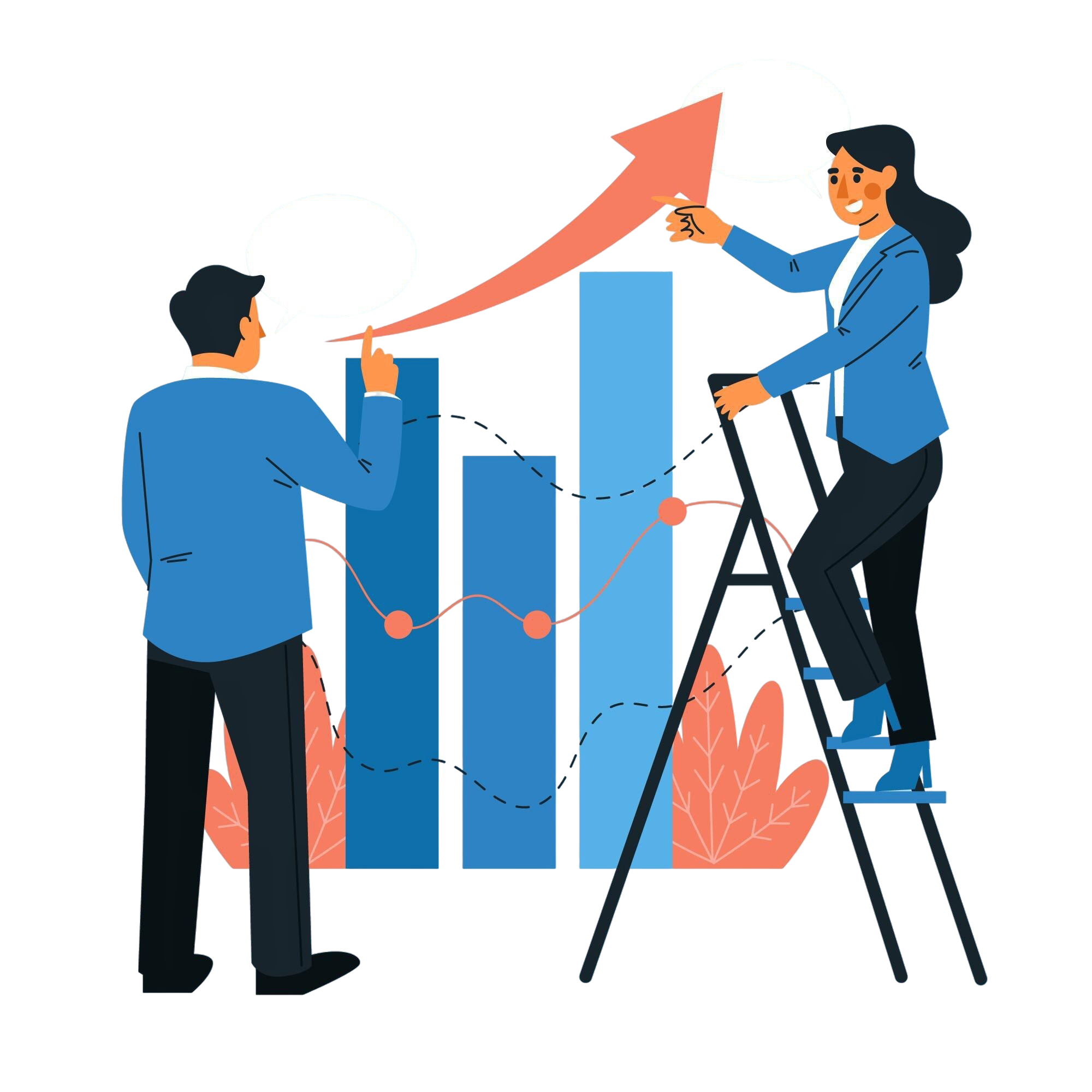 Team analyzing business growth charts
